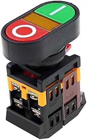 Interrupteur double bouton 22mm 220V AC avec indicateur LED jaune APBB-22N