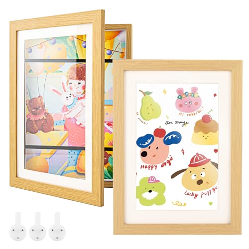 FWEEK Pack of 2 Picture Frames Children's Drawings A4, Fillable Picture Frames for Opening, Art Frame, Children's Art Frame, Front Opening for Children's Drawings, Children's Art Projects