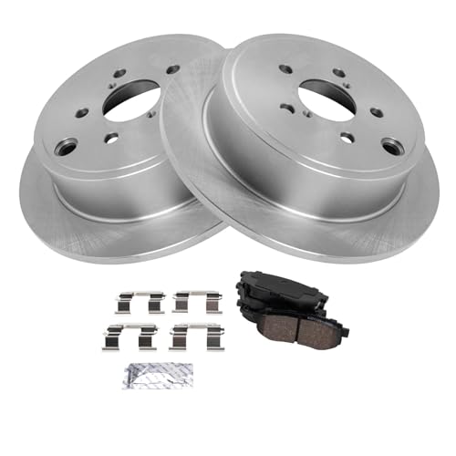 Image of TRQ Rear Brake Pad and Rotor Set Ceramic Vented Rotors Compatible with 2013-2015 Subaru BRZ 2010-2014 Legacy