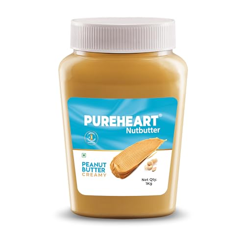 Image of Pureheart Nutbutter Creamy Peanut Butter 1000 gm | Natural & Premium Roasted Peanuts | High Protein, Rich in Fiber | Zero Trans Fats | for Tasty Breakfast & Post Workout Protein Snack