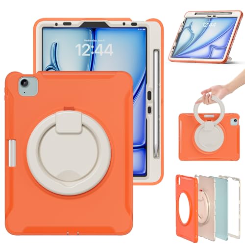 Coque iPad Air 11 M4 M3 antichoc robuste étui de protection orange à support
