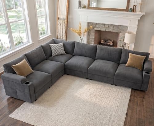 Sectional Couches for Living Room FSC Certified Velvet Modular Couch Oversized Cloud U Shaped...