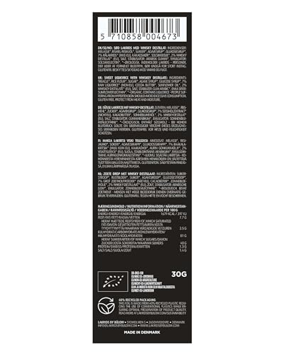 LAKRIDS BY BÜLOW - Stauning Whisky - Organic Slow Crafted - 30g - Langsam gekochte Bio-Lakritze mit Whisky als Stick