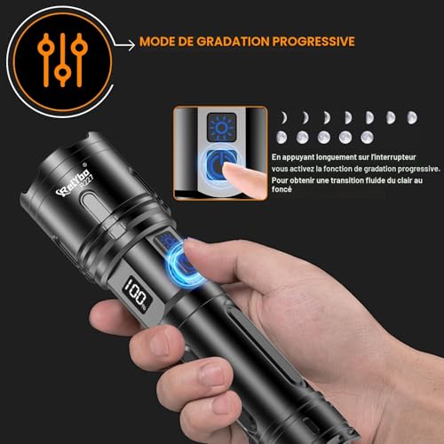 Relybo Lampe Torche LED Ultra Puissante 1,000,000 Lumens - Portée de 1600M – vue 5