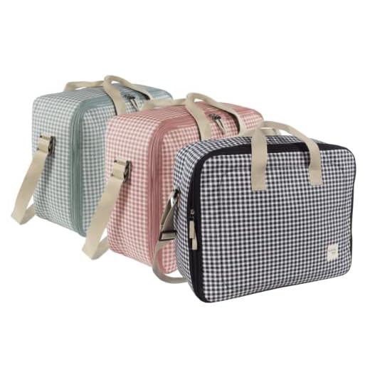 Walking Mum. Maleta de Bebé I Love Vichy. Bolsa de maternidad para hospital/clínica. Organizador para lo que mamá, papá y bebé necesiten. Color Verde. Medidas 49X37X12 cm.