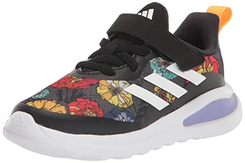 adidas Kids Fortarun Running Shoe, Black/White/Bold Gold (Elastic), 5.5 US Unisex Toddler
