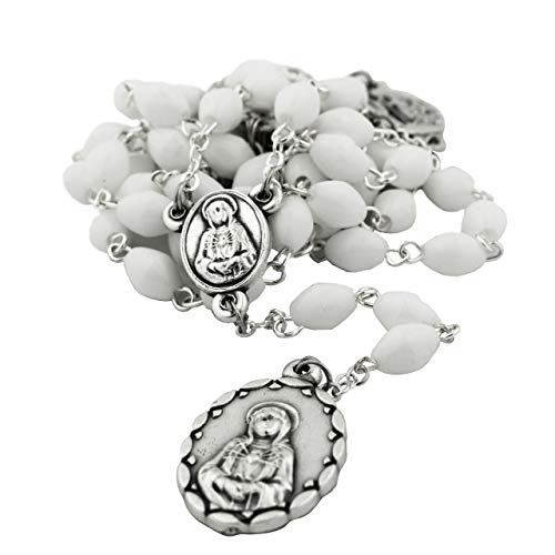 Venerare Seven Sorrows Rosary Chaplet | Silver-Tone Medals and White Plastic Beads | Traditional Catholic Devotion | Comes with Instruction Brochure | Makes a Great Gift! | Hand Made in Italy