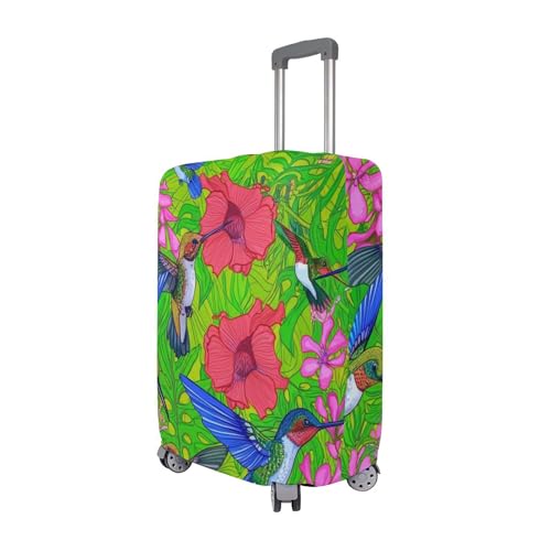Joisal Luggage Cover for Suitcase Protector Trip Personalized Graphic Travel Luggage Sleeve for Women Colorful Birds Lush Green Pink Floral, XL, Fits 29-32 Inch Case3