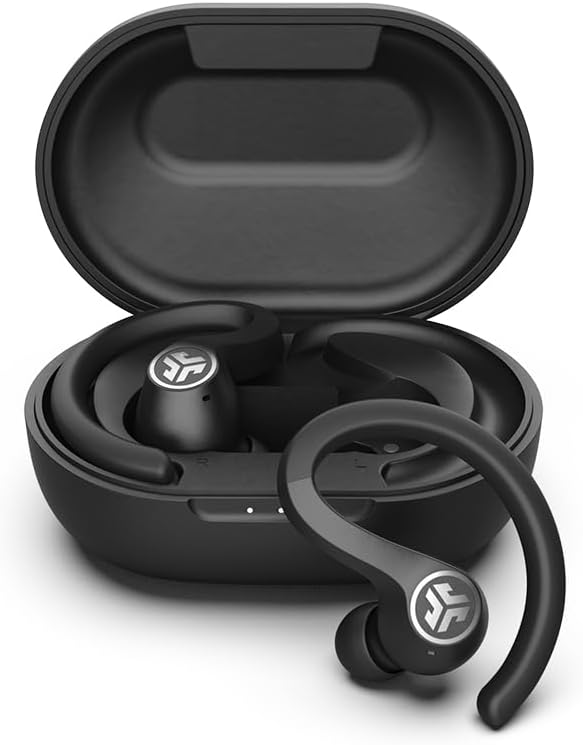 JLab JBuds Air Sport Running Headphones - True Wireless Headphones Bluetooth, Hook Over Ear Earbuds for Sports & Gym, 40+ H Playtime In Ear Buds, IP66 Sweat-Resistant, EQ3 Sound, Black