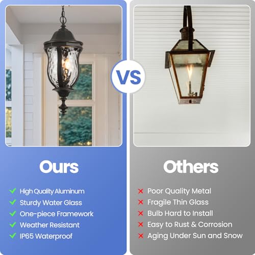 Image of Large Outdoor Pendant Light Fixtures 23.6'' Exterior Hanging Lantern