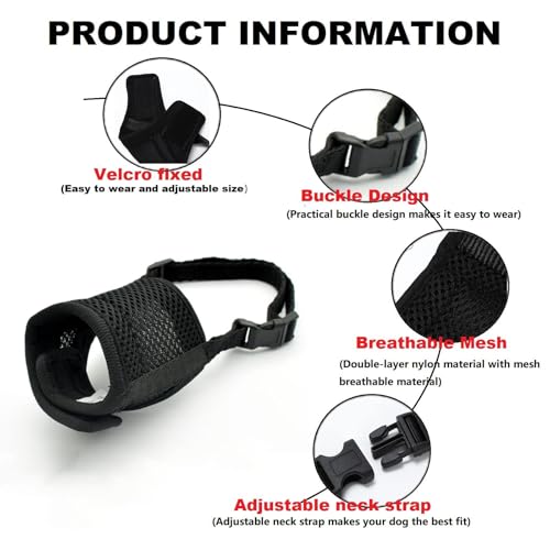 Hundemaulkorb verhindert Beißen und Fressen Bellen und Kauen, Nylon-Maulkorb für kleine, mittelgroße Hunde mit atmungsaktivem Netz, weicher Hunde-Mundschutz mit Verstellbarer Schlaufe (XS)