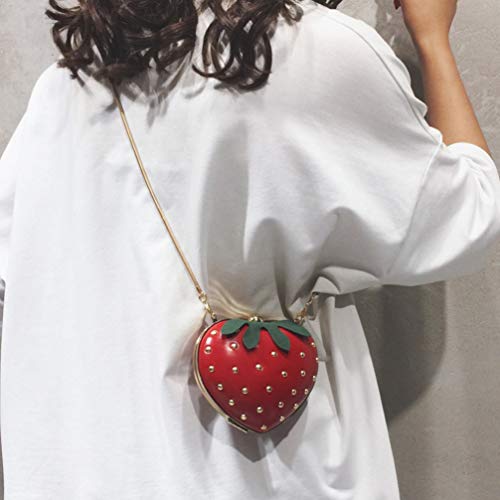 TENDYCOCO Strawberry Purse Strawberry Bag Leather Chain Purse Fruit Shoulder Bag Accessories Kawaii for Girls Lady Women3