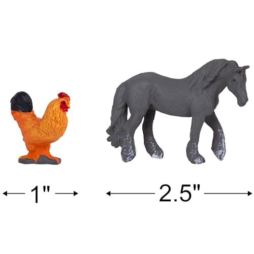 Farm Animal Figurines Set - 12 Lifelike 2-Inch Cake Toppers for Kids Birthday Party Favors