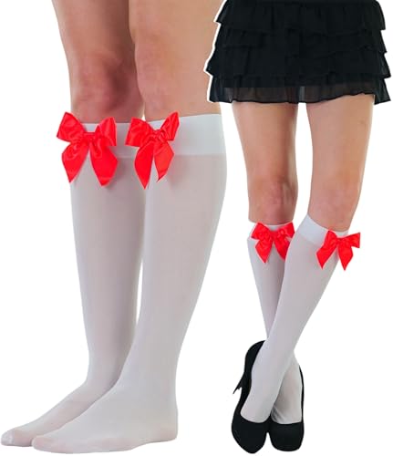 Image of ToBeInStyle Women's Opaque Knee High Nylon Fashion Socks Solid & w /Front Satin Bow