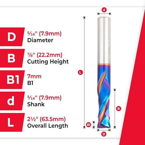 Image of Amana Tool Spektra Extreme Tool Life Solid Carbide CNC Compression Spiral Router Bit, 46039-K, 5 /16 D x 7 /8 CH x 5 /16 Shank x 2-1 /2 Inch Long 2 Flute