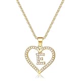 Parima - Cadena de letras chapadas en oro de 14 quilates con letras de la A a la Z, colgante de corazón para mujeres, niñas, collar divertido aniversario, Navidad, boda, cumpleaños, regalo para
