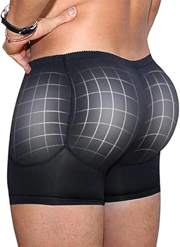 Ovnshery Men Butt Padded Underwear Shapewear Tummy Control Butt Enhancing Underwear with Removable Padded Black