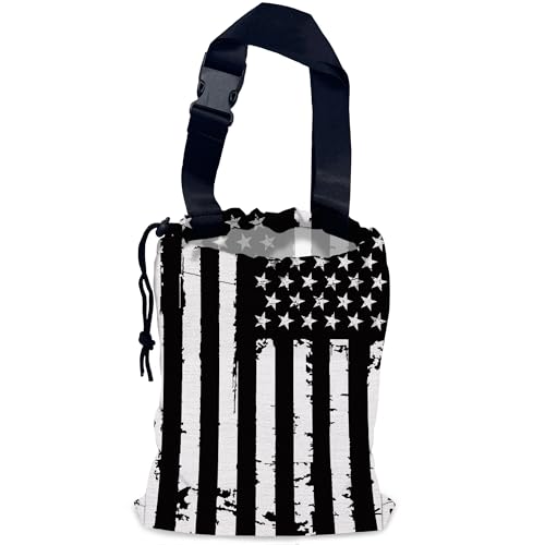 Image of Retro American Flag Car Trash Bag,Hanging Drawstring Car Garbage Bag,Waterproof Canvas Car Back Seat Organizer with Adjustable Buckle,for Vehicles,SUVs,Camping,Road Trips