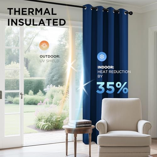 Image of Joydeco Blackout Curtains 72 Inch Length 2 Panels Set, Thermal Insulated Long Curtains& Drapes 2 Burg, Room Darkening Grommet Drapes for Living Room Bedroom Window (W52 x L72 Inch, Royal Blue)