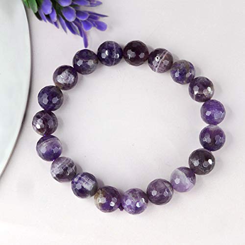 Image of Certified Natural Crystal Stone Diamond Cut /Faceted 10 mm Beads Bracelet for Men & Women | Reiki Charged Gemstone Jewellery | Multiple Stone Variants Available