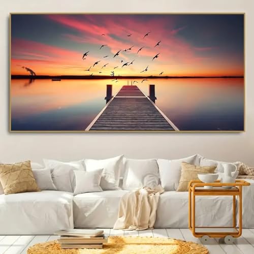 Affiche sur toile pour habiller un mur vide magnifique paysage coucher du soleil cadre 50x100