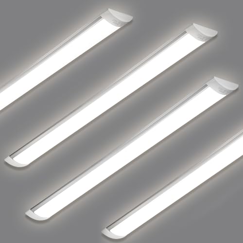 Image of HUMIGA 5FT LED Batten Light, 50W Low Profile Wall Ceiling Surface Mounted Fitting, IP20 Slim Wide Tube Lighting for Office/Home/Shop/Workshop/Warehouse, Neutral White 4000K, 4 Pack
