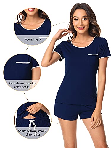 Image of WiWi Viscose from Bamboo Pajamas Set for Women Super Soft Short Sleeve Cooling Summer Plus Size Pjs Sets Sleepwear S-4X