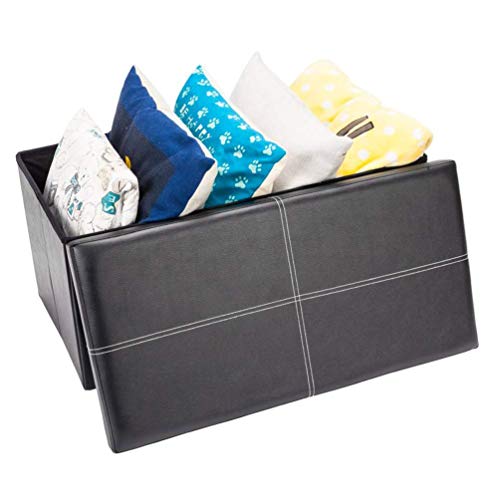 Tabouret repose-pieds avec coffre de rangement imperméable noir - 3