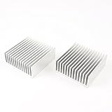 uxcell a14041100ux0547 Aluminum Chipset Heatsink Heat Diffuse Dissipation Cooling Fin 50 mm x 50 mm x 20 mm Silver Tone Pack of 2