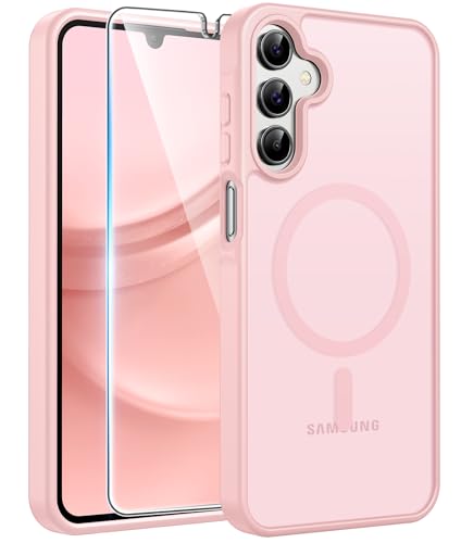 Image of FNTCASE for Galaxy A15 5G Phone Case: [Compatible with Magsafe] [Screen Protector] Matte Translucent Military-Grade Protection for Samsung A15 Cover - Light Pink