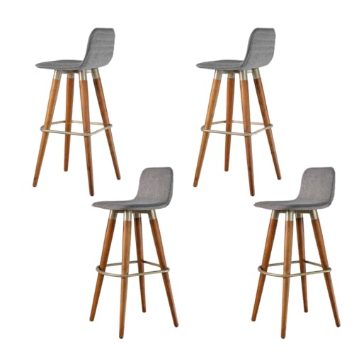 Kit 4 Banquetas Linea Altas para Bancada balcão de cozinha Champanhe tecido Cinza