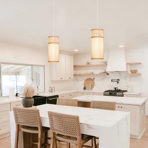 Lumivill PL_CL_1421N_ Bamboo Pendant Light - Mini Pendant Lights Bedroom - Natural Elegant Woven Pendant Light; Wood Pendant Light thumb #8
