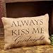 Always Kiss Me Goodnight - French Flea Market Burlap Accent Throw Pillow 12-in x 8-in