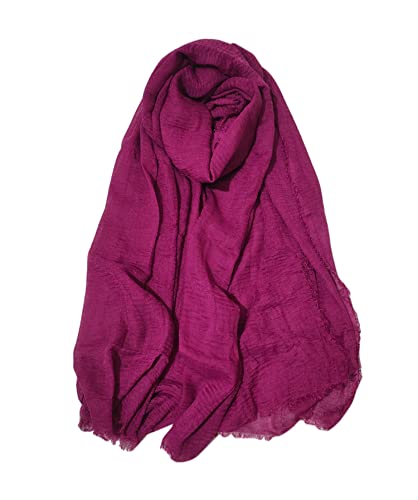 Image of Iba & Isba Women's Plain Crinkled Scarves, Stoles, Hijab (76 x 36 inch)