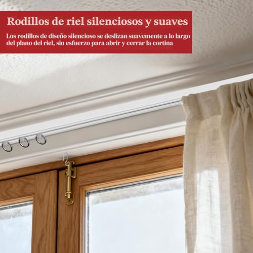 Miniatura 6 de Necdeol 5.7m Riel Cortina Techo Autoadhesivo, 14 41cm Rieles Para Cortinas De Techo, Pvc Riel Cortina Flexible Para Separador De Ambientes, Cortina Para Autocaravana, Cortina De Ducha, Ventanal