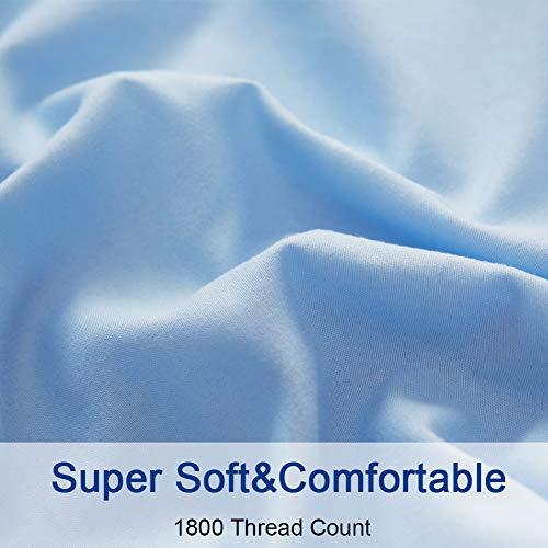 Sonoro Kate Bed Sheet Set Super Soft Microfiber 1800 Thread Count Luxury Egyptian Sheets 16-Inch Deep Pocket Wrinkle-4 Piece(Queen Lake Blue) #TOP4