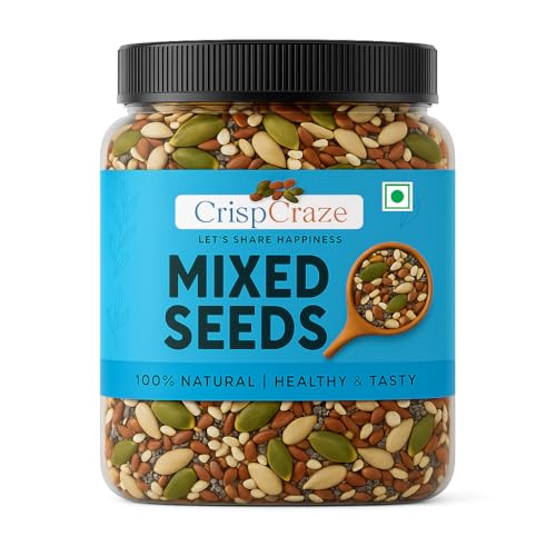 Image of 5-in-1 Mix Seeds 500gm | 100% Natural & Roasted Edible Pumpkin, Sunflower, Flax, Chia & Halim Seeds | Crunchy Multi-Seed Blend | Healthy Diet Snacks Jar Pack