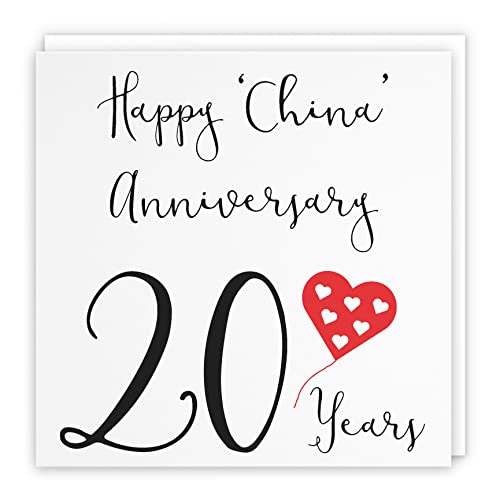Hunts England, Large 20th Wedding Anniversary Card, Happy China Anniversary, 20 Years, Red Heart Collection, Large - Image 2