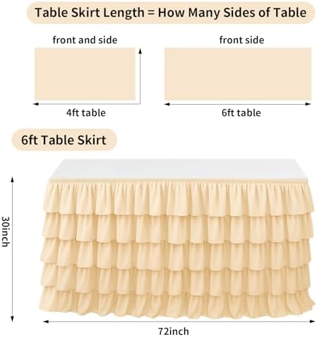 Wokuaile Dark Purple Table Skirt Tutu Ruffled Tablecloth for Classroom Teacher Desk Skirt Back to School Supplies for Princess Girls Birthday Party Cake Dessert Decorations, 6FT