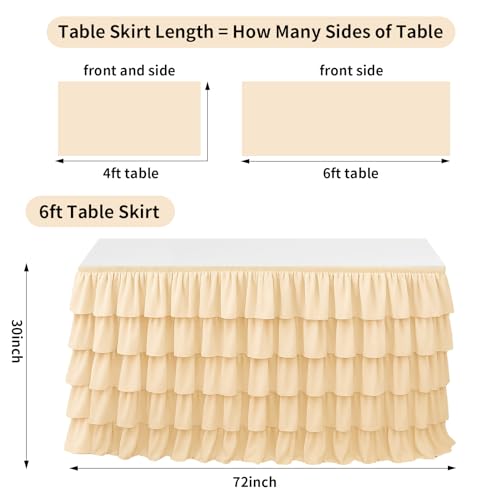 Wokuaile Dark Purple Table Skirt Tutu Ruffled Tablecloth for Classroom Teacher Desk Skirt Back to School Supplies for Princess Girls Birthday Party Cake Dessert Decorations, 6FT
