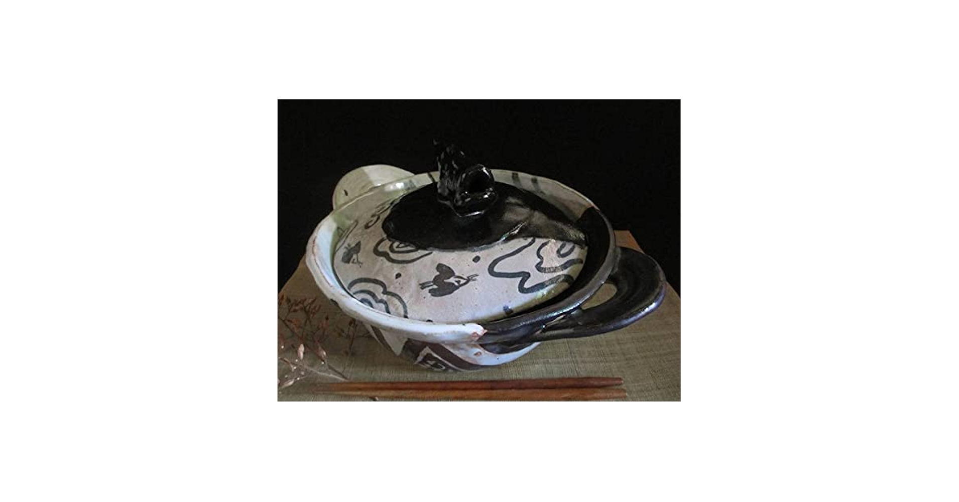 織部◆佐藤和次作品◆蟹の土鍋◆中古品 Amazon | 陶芸作家 佐藤和次作 織部 蟹絵 土鍋(3～4人用) | ノー