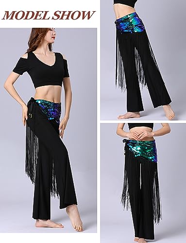 Écharpe de danse du ventre avec frange fine et sequins haute brillance