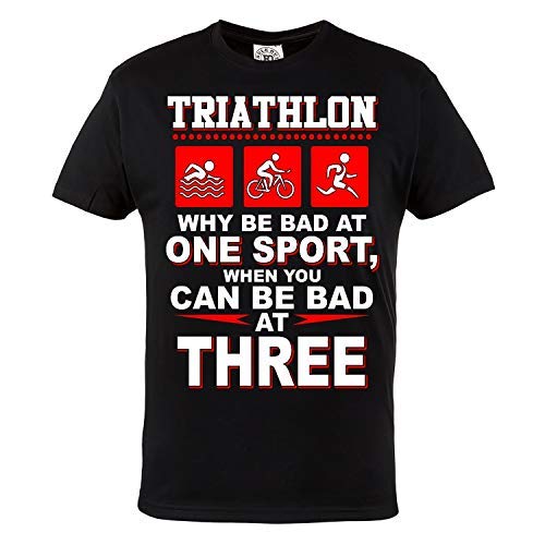 Rule Out T-Shirt para Hombre. Triathlon. Nadar. Bicicleta. Correr. Iron Man. Casual Wear (Talla Medium)
