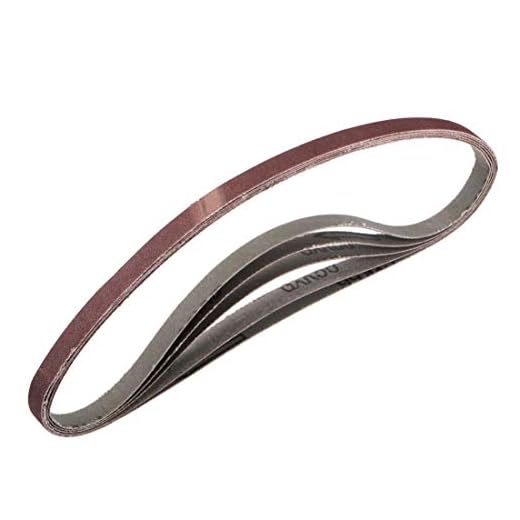 3/8" x 21" 120 Grit Sanding Belt Aluminum Oxide Sandpaper Belts for Portable Strip Sander Wood Finishing Metal Drywall Polishing Sharpening 5pcs