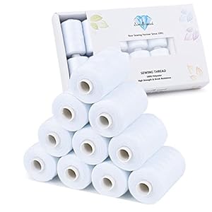 Simthread All Purpose Sewing Thread, 10 Spool White Series 1000 Yards Each Bobbin Polyester Thread for Sewing, Handy Polyester Sewing Threads for Sewing Machine – (White Series)