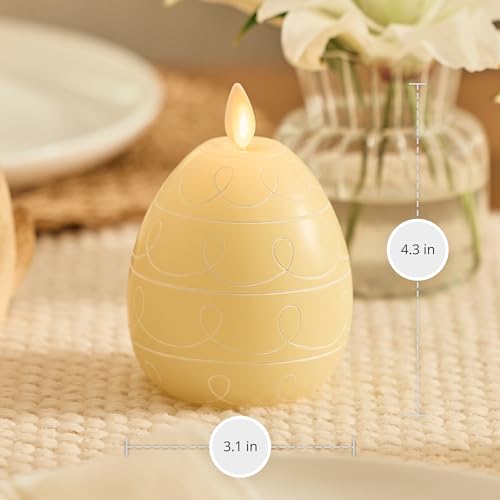 Image of Luminara Easter Egg Candle - Lemon Chiffon 3.1 inch x 4.3 inch - Flameless Real-Flame Holiday - Inspired Decor - AA Batteries - Flickering LED Flame