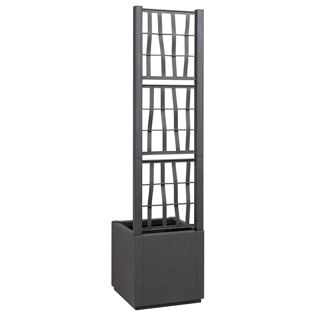 Bac à Fleurs avec Treillis Gris foncé 36 x 36 x 140 cm PP Pots & Cache-Pots Gris,42006500