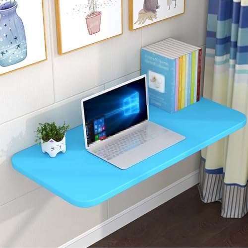 Table à abattant murale design en bois bleu structure flottante haut de gamme 100x55 - 7