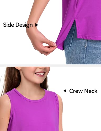 Image of KEREDA Girls Tank Tops Flowy Loose Fit Sleeveless Shirts Summer Tunic Tops