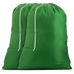 Handy Laundry Nylon XL - Large Capacity with Locking Drawstring, Machine Washable, Fits Laundry Baskets or Hampers, Holds 3 Loads of Clothes - Green (Pack of 2)